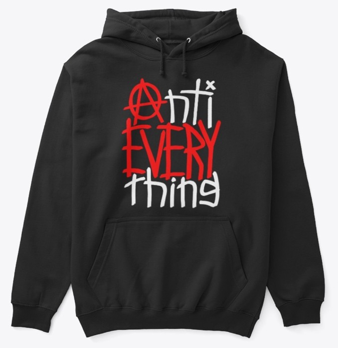 Front preview of the AntiEVERYthing design available and hand drawn by me, Ephemeral Rift